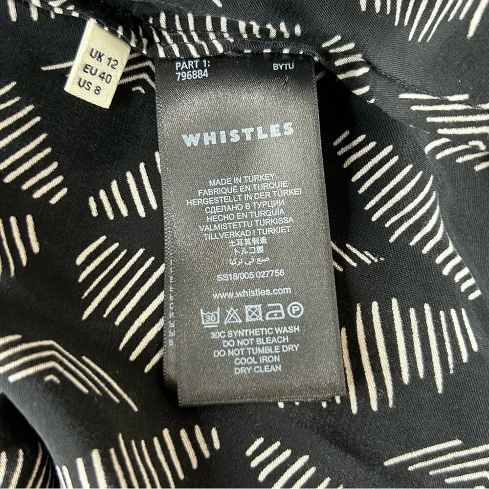 Whistles Courtney Geo Printed Dress Black and White Size 8